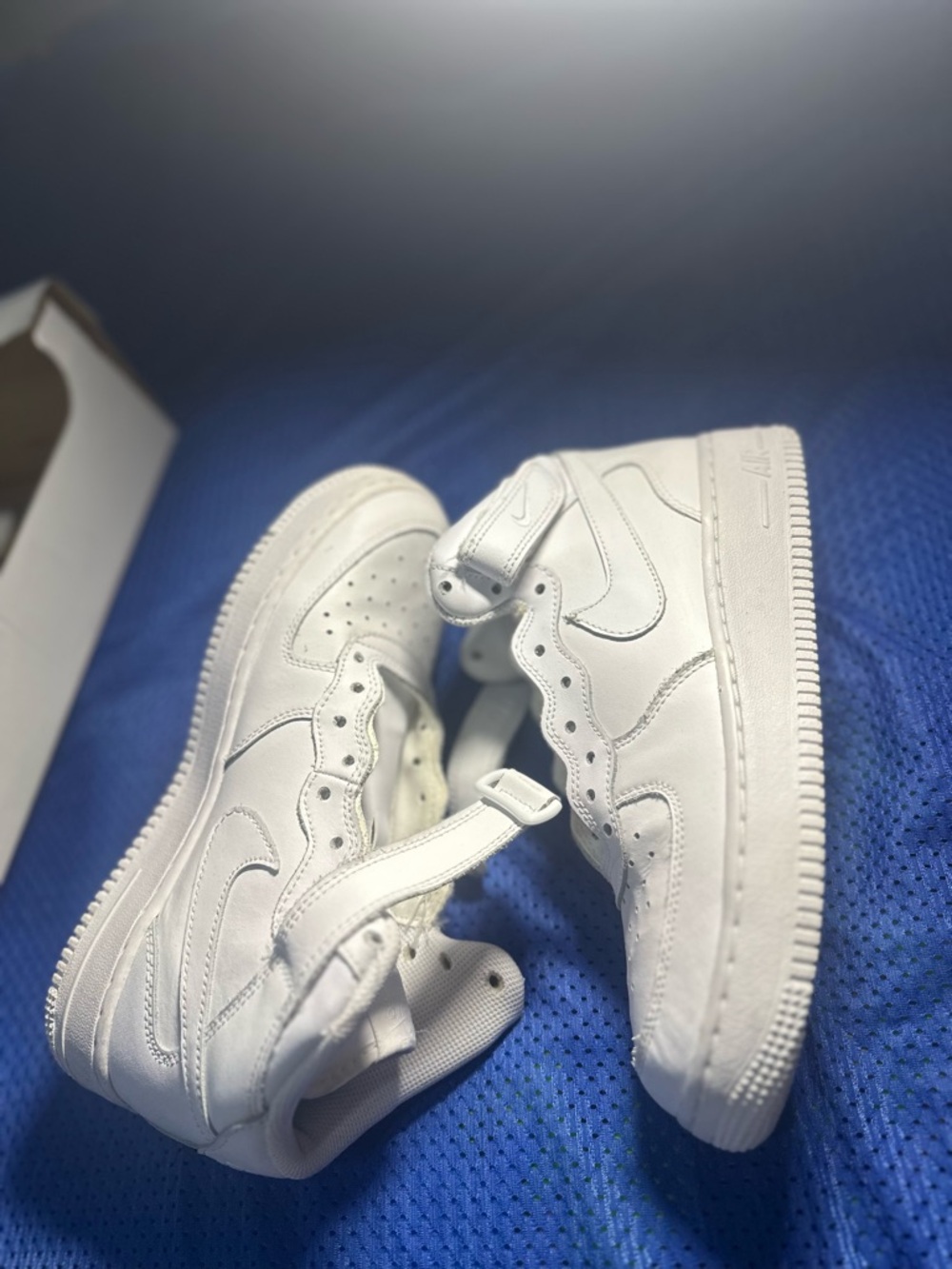 Kids High-Top Athletic Sneakers in White - Velcro Strap